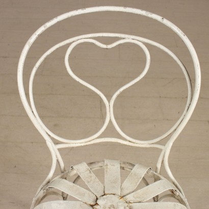 Set of Three Iron Chairs White Glaze Italy First Half of 1900s