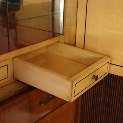Cupboard Teak Veneer Brass Vintage Manufactured in Italy 1960s