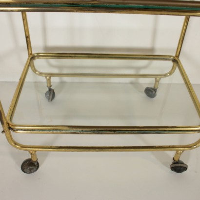 Service Cart Brass Glass Vintage Manufactured in Italy 1960s