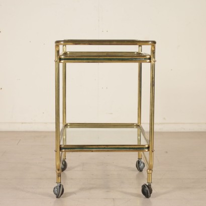 Service Cart Brass Glass Vintage Manufactured in Italy 1960s