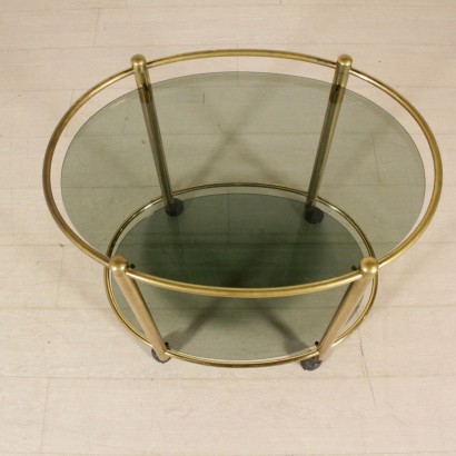 Service Cart Brass Smoked Glass Vintage Italy 1960s-1970s