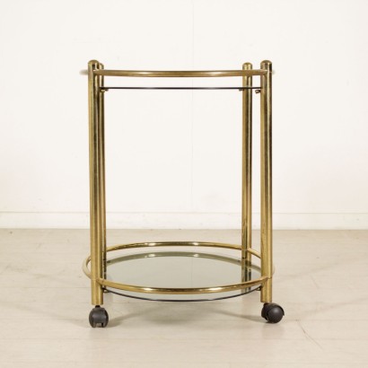 Service Cart Brass Smoked Glass Vintage Italy 1960s-1970s