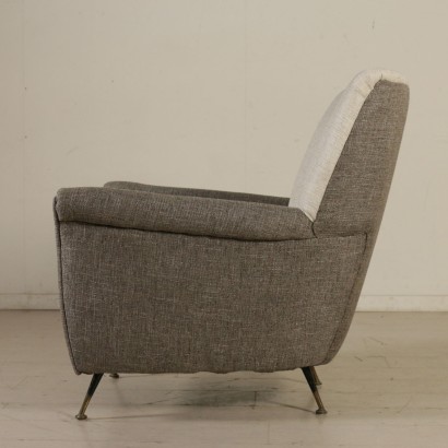 Armchair Fabric Upholstery Metal Brass Vintage Italy 1960s