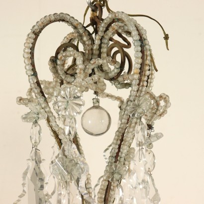 Chandelier with 8 Twisted Arms Iron Glass Italy 19th Century