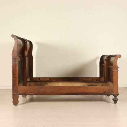 Pair of Single Beds Walnut Manufactured in Italy Mid 1800s