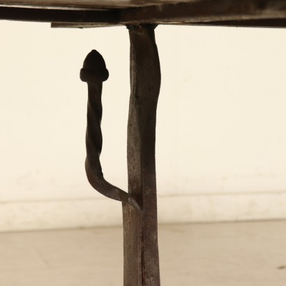 Petite Table Hêtre Fer Fabriqué en Italie XXeme siècle