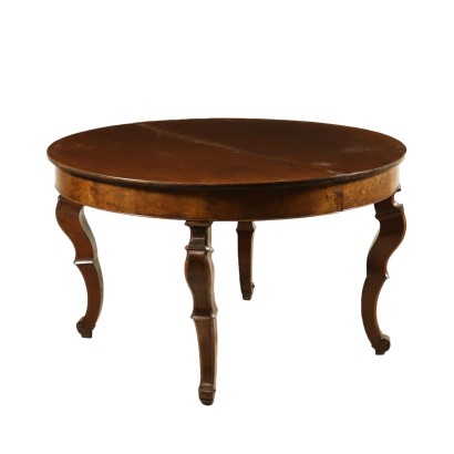 Round Extendable Walnut Table Italy Mid 19th Century
