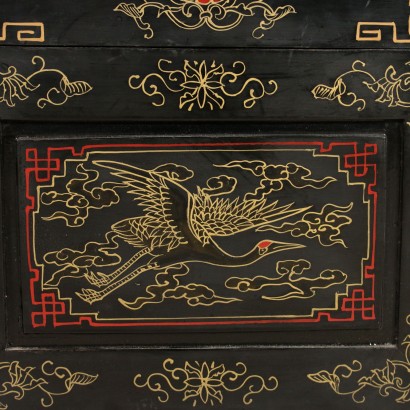 Chinoiserie Chest Lacquered Wood East Mid 1900s