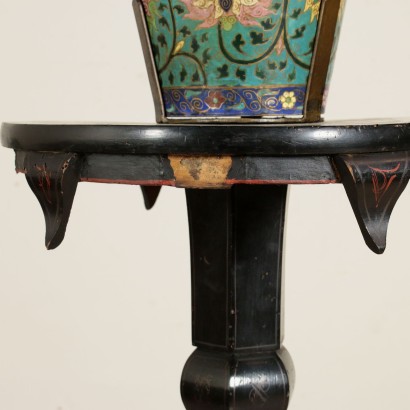 Ebonized Wood Column with Porcelain Baluster Vase France Late 1800