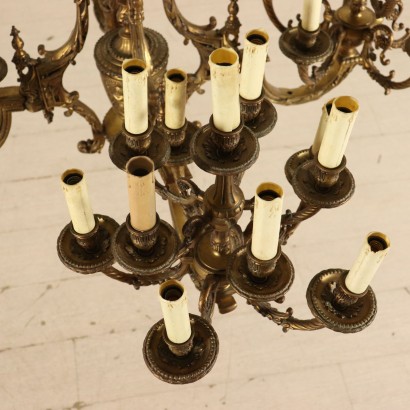 Large Chandelier Treated Bronze Italy First Half of 1900s