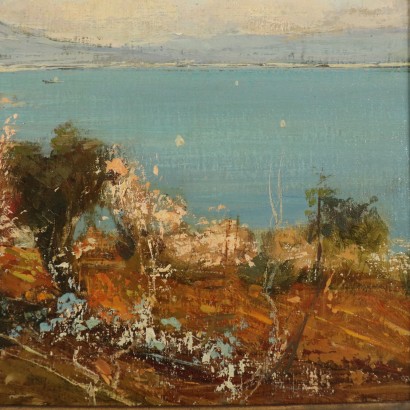 Vue de Golfo de Napoli Giuseppe Casciaro Huile sur Carton 1929