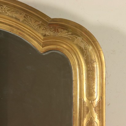 Gilded Mirror with Engravings Italy Mid 19th Century