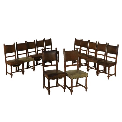 Set of Twelve Chairs Walnut Italy Last Quarter of 1800s