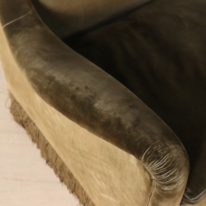 Sofa Feather Cushions Cotton Silk Vintage Italy 1950s
