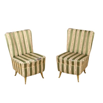Pair of Armchairs for Isa Vegetable Hair Vintage Italy 1950s-1960s