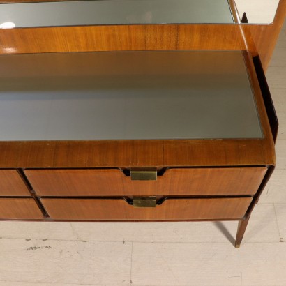 Chest of Drawers with Mirror Mahogany Veneer Vintage Italy 1950s