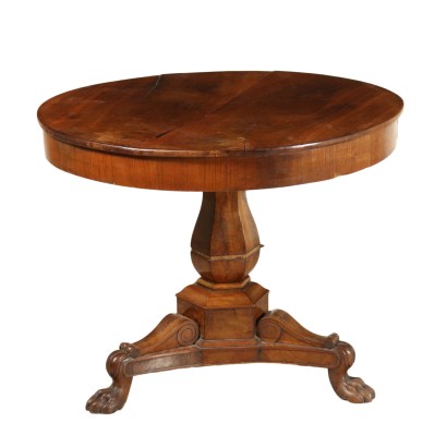 Walnut Round Table Manufactured in Italy First Half of 1800s