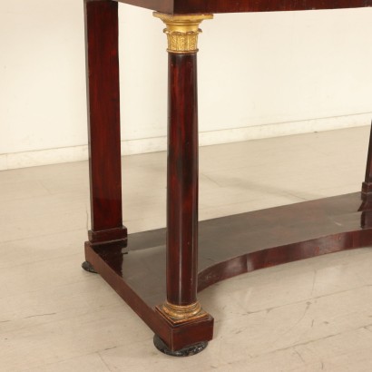 Empire Console Table Walnut Bronze Marble Top Italy Early 1800s