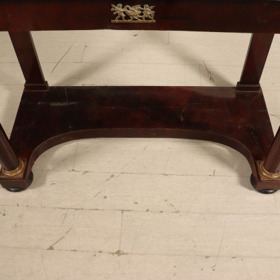 Empire Console Table Walnut Bronze Marble Top Italy Early 1800s