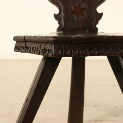 Chestnut and Walnut Stool Manufactured in Italy 18th Century