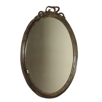 Gilded Oval Mirror with Carved Crest Italy Late 18th Century