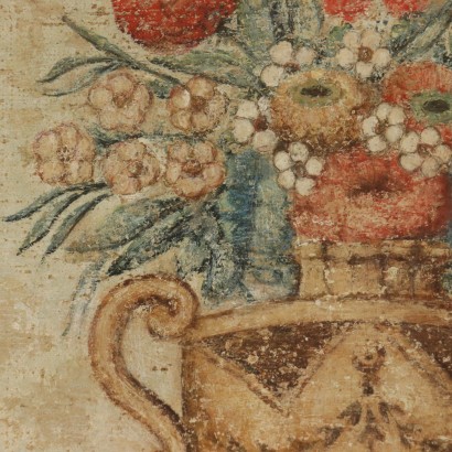 Faux Larme de Fresque avec un Vase de Fleurs '900