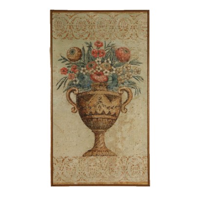 Pintura antigua-Falso fresco pelado con jarrón de flores