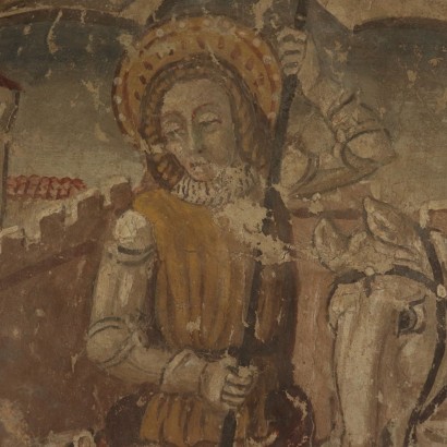 Fausse Déchirure de Fresque avec Saint Georges et le Dragon '900