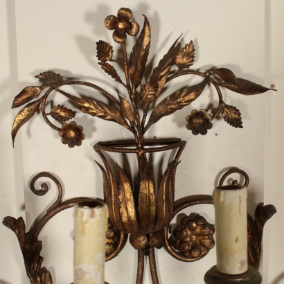 Wall Sconce Treated Sheet Carvings Italy Early 1900s