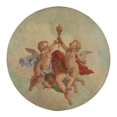 Allegory of Love Fake Fresco on Canvas First Half of 1900s