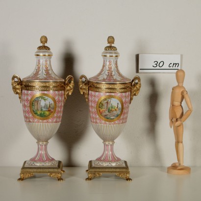 Paire de Vases Couvercle Porcelaine Manifacture Samson France '900
