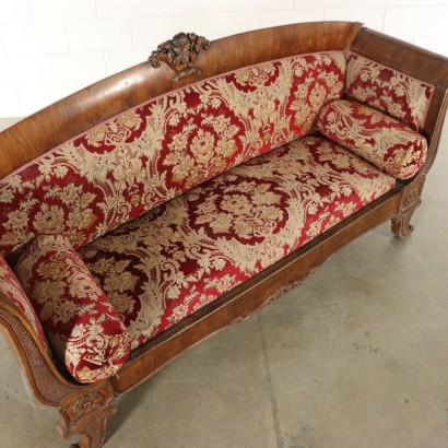 Carved Walnut Sofa Manufactured in Italy Mid 1800s