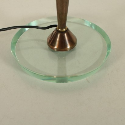 Table Lamp Burnished Aluminium Crystal Vintage Italy 1950s