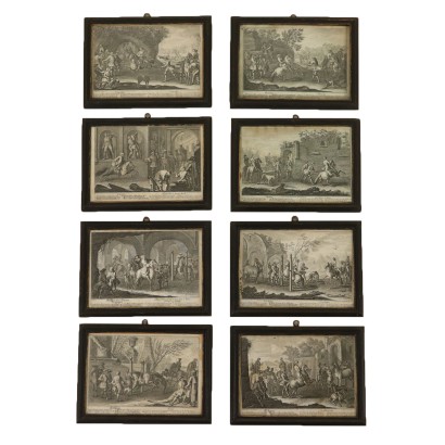 Pittura Antica-Gruppo di otto acqueforti del XVIII secolo
