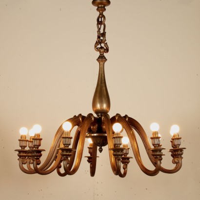 Chandelier Brass Casting Vintage Italy 1940s