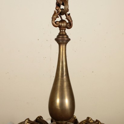 Chandelier Brass Casting Vintage Italy 1940s