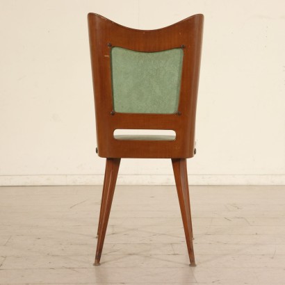 Set of Chairs Beech Poplar Skai Brass Vintage Italy 1950s