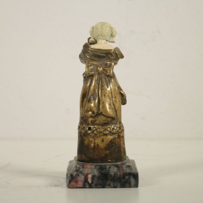 Petit Sculpture Bronze doré Ivoire Marbre Italie FIn XIXeme siècle