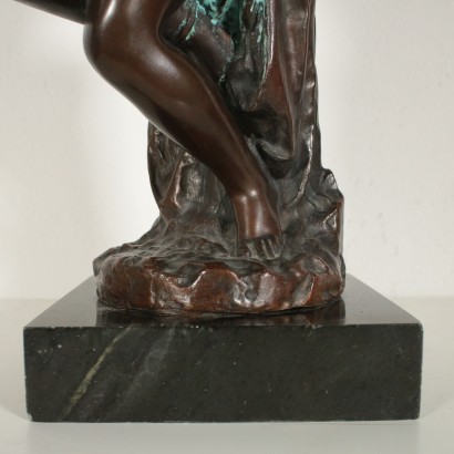 Chained Slave Bronze Sculpture Black Marble Italy Mid 20th Century