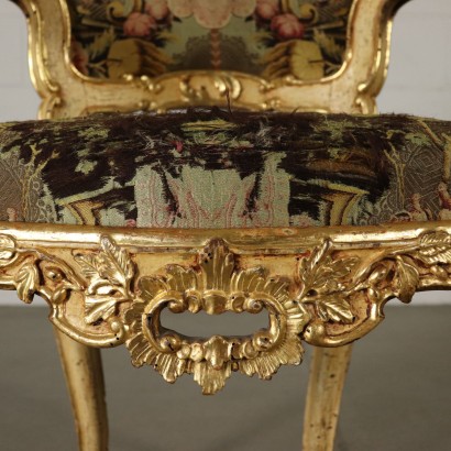 Gilded and Lacquered Wooden Armchair Central Italy First Half 1700