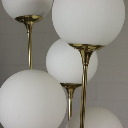 Floor Lamp Marble Brass Opaline Glass Vintage Italy 1960s-1970s