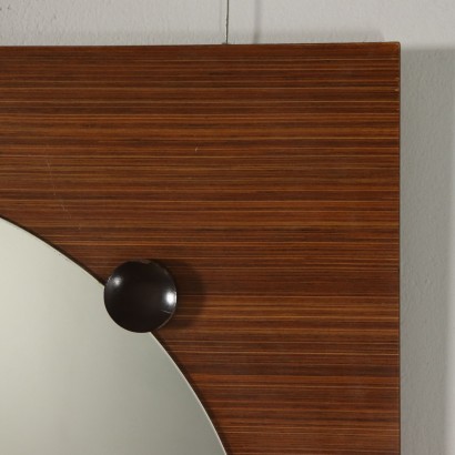 Wall Mirror on a Teak Veneered Panel Vintage Italy 1960s