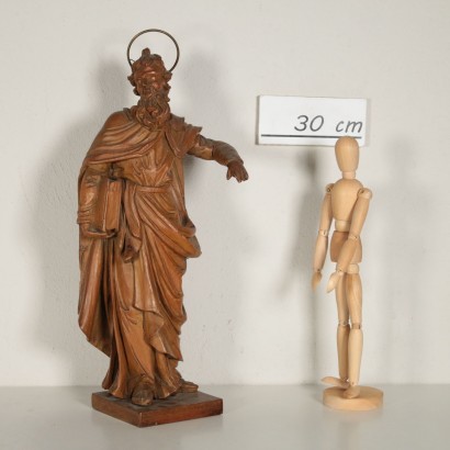 Carved Swiss Pine Sculpture Depicting a Saint Italy 18th Century