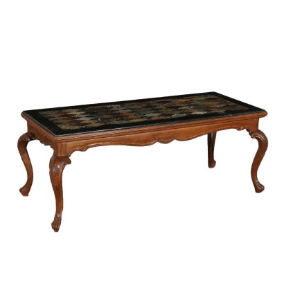 Walnut Coffee Table Marble Top Italy First Half of 1900s