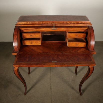 Brazilian Rosewood and Walnut Drop-Leaf Desk Italy Early 20th Century