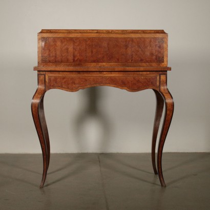 Brazilian Rosewood and Walnut Drop-Leaf Desk Italy Early 20th Century