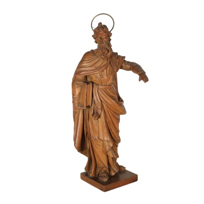 Carved Swiss Pine Sculpture Depicting a Saint Italy 18th Century