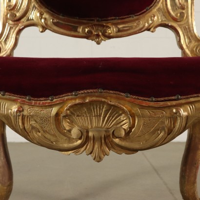 Gilded Serpentine Carved Throne Italy 19th Century