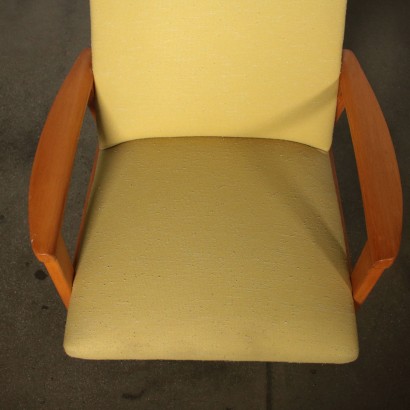 Pair of Armchairs Beech Fabric Upholstery Vintage Italy 1950s-1960s