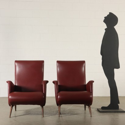 Paar Sessel Kunstleder Vintage Italien 50er Jahre
